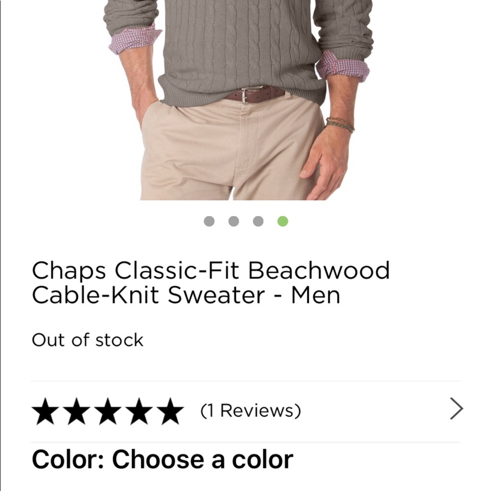 Chaps Men's Cable Crewneck Sweater in Taupe - Picture 2 of 4